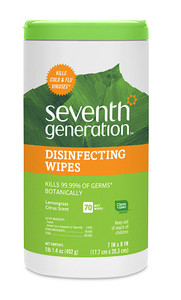 3 PACK of Seventh Generation Disinfecting Wipes Lemongrass Citrus -- 70 Wipes