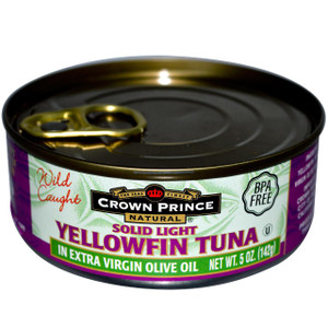 3 PACK of Crown Prince Natural Yellowfin Tuna Solid Light In Extra Virgin Olive Oil -- 5 oz