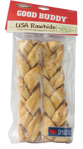 3 PACK of Castor & Pollux Good Buddy Rawhide Braided Sticks Dog Chew 7" -- 2 Pack