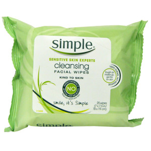 Simple Skincare, Cleansing Facial Wipes, 25 Wipes (7 x 7.5 in /18 x 19 cm)