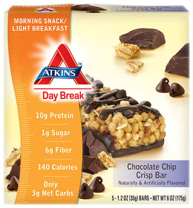 3 PACK of Atkins Day Break Bar Chocolate Chip Crisp -- 5 Bars