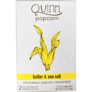 3 PACK of Quinn Popcorn, Real Butter & Sea Salt, 2 Bags, 3.5 oz (98 g) Each