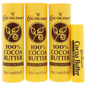 Cococare, 100% Cocoa Butter Stick, Plus a Free Lip Balm, 3 Pack