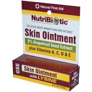 3 PACK of NutriBiotic, Skin Ointment, 2% Grapefruit Seed Extract with Lysine, .5 fl oz (15 ml)
