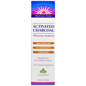 3 PACK of Heritage Store, Activated Charcoal Whitening Toothpaste, Fresh Mint, 5.1 oz (145 g)
