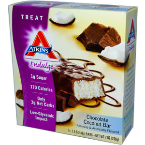 3 PACK of Atkins, Endulge, Chocolate Coconut Bar, 5 Bars, 1.41 oz (40 g) Each