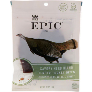 Epic Bar, Bites, Tender Turkey, Savory Herb Blend, 2.5 oz (71 g)