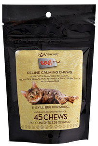 3 PACK of Vitaco - Tag Feline Calming Chews - Chicken Liver Flavor -- 45 Chewables