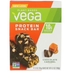 Vega, Protein Snack Bar, Chocolate Caramel, 4 Bars, 1.6 oz (45 g) Each