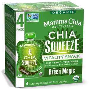 Mamma Chia, Organic Chia Squeeze, Vitality Snack, Green Magic, 4 Squeezes, 3.5 oz (99 g) Each (Discontinued Item)