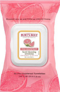 3 PACK of Burts Bees Facial Cleansing Towelettes for Normal to Oily Skin Pink Grapefruit -- 30 Towelettes