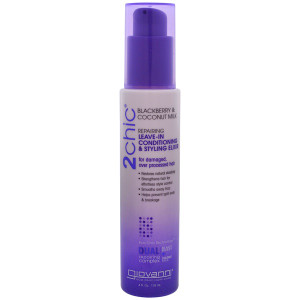 Giovanni, 2chic, Repairing Leave-In Conditioning & Styling Elixir, for Damaged Over Processed Hair, Blackberry & Coconut Milk, 4 fl oz (118 ml) (Discontinued Item)
