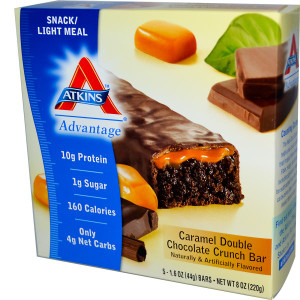 Atkins, Snack, Caramel Double Chocolate Crunch Bar, 5 Bars, 1.55 oz (44 g) Each