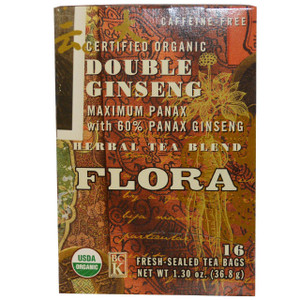 Flora, Herbal Tea Blend, Certified Organic Ginseng Rooibos, Caffeine Free, 16 Tea Bags, 1.13 oz (32 g)