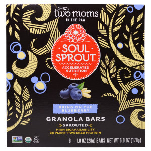 Two Moms in the Raw, Granola Bars, Bring on the Blueberry, 6 Bars, 1 oz (28 g) Each