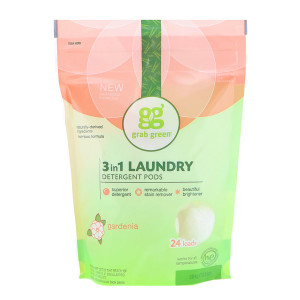 3 PACK of Grab Green, 3-in-1 Laundry Detergent Pods, Gardenia, 24 Loads, 13.5 oz (384 g)