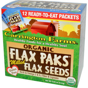 3 PACK of Carrington Farms Organic Milled Flax Seed Paks Gluten Free -- 12 Packs