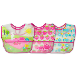 Green Sprouts Baby Wipe-Off Bibs 3 Pack Pink Picnic Set 9-18 months -- 3 Pack