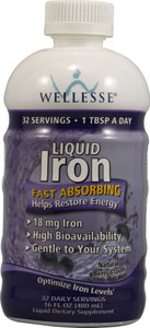 3 PACK of Wellesse Liquid Iron Sugar Free Berry -- 16 fl oz