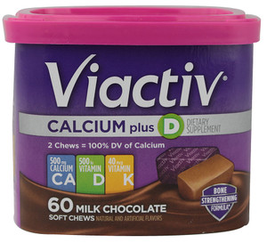 3 PACK of Viactiv Calcium Plus D Milk Chocolate -- 60 Soft Chews