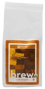 3 PACK of Vitaco Brew Lite Roast 100% Arabica Coffee Certified Organic Ground Coffee -- 12 oz (340 g)