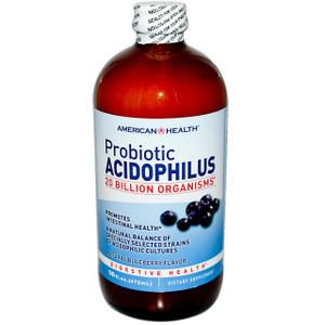 American Health, Probiotic Acidophilus, Natural Blueberry Flavor, 16 fl oz (472 ml) (Discontinued Item)