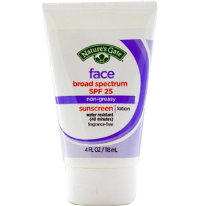 Natures Gate, Face Sunscreen Lotion, SPF 25, Fragrance Free, 4 fl oz (118 ml)