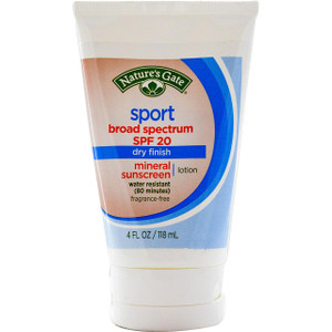 Natures Gate, Sport Mineral Sunscreen Lotion, SPF 20, Fragrance-Free, 4 fl oz (118 ml)