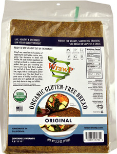 3 PACK of WrawP Organic Veggie Wraps Gluten-Free Paleo Original -- 6 Wraps