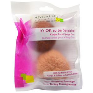 Andalou Naturals, Its OK to be Sensitive, Konjac Facial Sponge Duo, 2 Pack