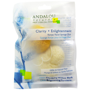 Andalou Naturals, Clarity + Enlightenment, Konjac Facial Sponge Duo, 2 Pack