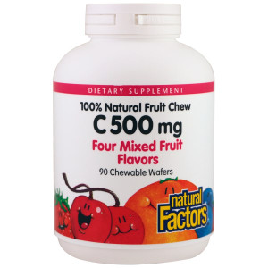 Natural Factors 100% Natural Fruit Chew C Mixed Fruit -- 500 mg - 90 Chewable Wafers