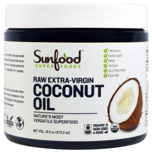 Sunfood, Coconut Oil, Raw Extra-Virgin, 16 fl oz (473.2 ml)