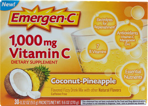 Emergen-C, Vitamin C, Coconut-Pineapple, 1,000 mg, 30 Packets, 0.32 oz (9.0 g) Each