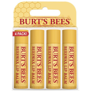 3 PACK of Burts Bees 100% Natural Moisturizing Lip Balm Original Beeswax with Vitamin E & Peppermint Oil -- 4 Pack