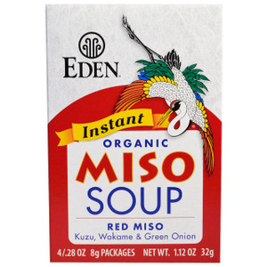 Eden Foods, Instant Organic Miso Soup, Red Miso, Kuzu, Wakame & Green Onion, 4 Packages, .28 oz (8 g) Each (Discontinued Item)