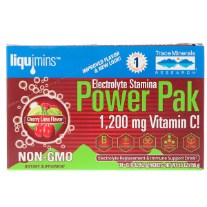 Trace Minerals Research, Electrolyte Stamina, Power Pak, Cherry Lime, 1200 mg, 30 Packets, 0.18 oz (5.2 g) Each