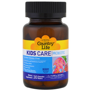 Country Life, Kids Care probiotic, Berry Flavor, 30 Chewable Wafers