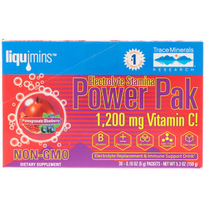 Trace Minerals Research, Electrolyte Stamina, PowerPak, Pomegranate Blueberry, 1200 mg, 30 Packets, 0.18 oz (5 g) Each