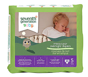 3 PACK of Seventh Generation Free & Clear Overnight Diapers Stage 5 -- 20 Diapers