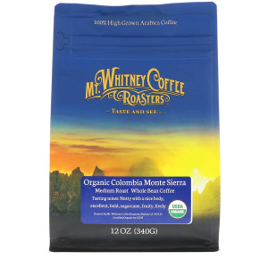 Mt. Whitney Coffee Roasters, Organic Colombia Monte Sierra, Medium Roast, Whole Bean Coffee, 12 oz (340 g)