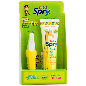 Xlear, The Original Baby Banana Brush, Training Toothbrush and Gel, 2 Piece Kit
