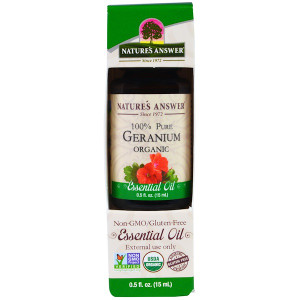 <img alt="Natures Answer, Geranium Organic Essential Oil, 0.5 fl oz (15 ml)" title="Natures Answer, Geranium Organic Essential Oil, 0.5 fl oz (15 ml),083000266256"