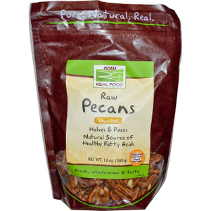 Now Foods, Real Food, Raw Pecans, Unsalted, 12 oz (340 g)