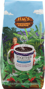 Jims Organic Coffee Whole Bean Together Decaf -- 12 oz