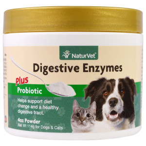NaturVet, Digestive Enzymes Plus Probiotic, For Dogs & Cats , Powder, 4 oz (114 g)