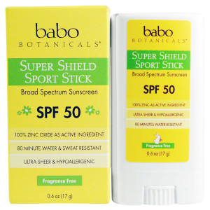 Babo Botanicals Super Shield Sport Stick Sunscreen SPF 50 Fragrance Free -- 0.6 oz