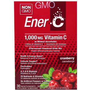 Ener-C, Vitamin C, Effervescent Powdered Drink Mix, Cranberry, 30 Packets, 10.0 oz (282.3 g)