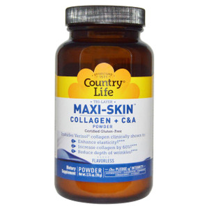 Country Life, Maxi-Skin Collagen + C & A Powder, Flavorless, 2.74 oz (78 g)