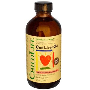 ChildLife, Cod Liver Oil, Natural Strawberry Flavor, 8 fl oz (237 ml)